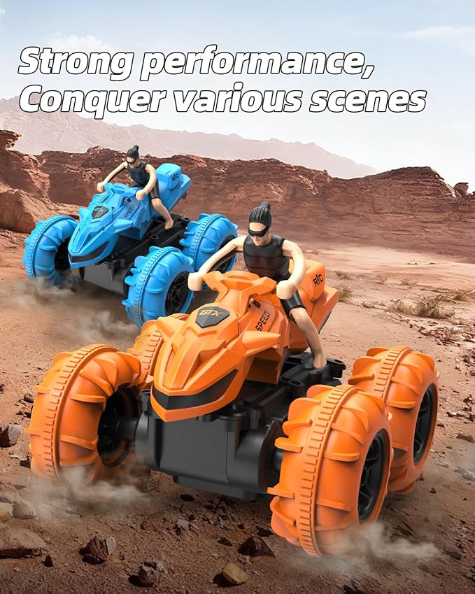 LM15-D Amphibious Remote Control Car 2.4 GHz Waterproof RC Car All Terrain Off Road Car Toys(Orange)