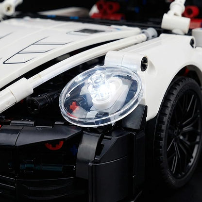 DIY RC Kit - 1226PCS Building Blocks for Adults 1:14 Scale Gloss White Sports Car with Remote Control Programmable App &amp LED Lights Build Your Own RC Car Kit