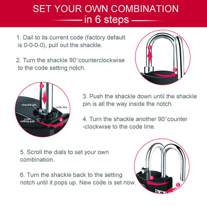 ZHEGE TSA Approved Luggage Lock for Train Travel, 4 Digit Combination Lock for School Gym Locker, Suitcase, Backpack, Cabinet, Drawer, Easy Read Dial with Alloy Body (1 Pack, Black)