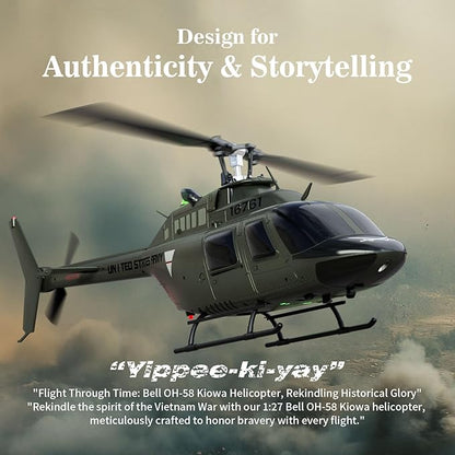 Carmanon Ultra-high Simulated RC Helicopter - 27:1 Scale Model Collectable Remote Control Helicopter with Auto-Hover for Adults Beginners Bell OH-58