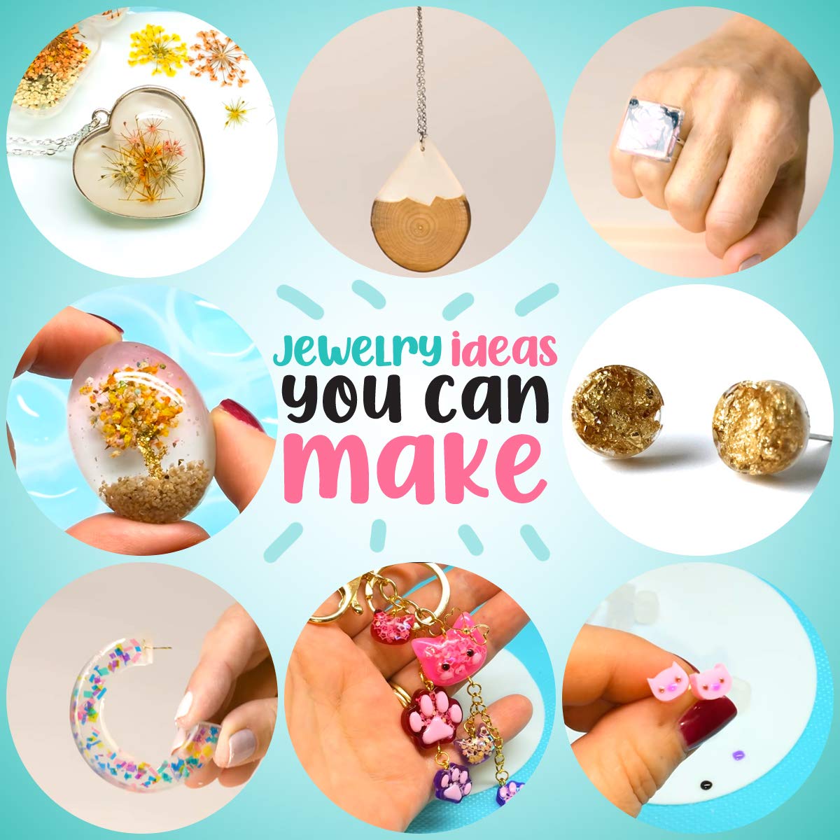 Goody King Resin Jewelry Making Starter Kit - Resin Kits for Beginners with Molds and Resin Jewelry Making Supplies - Silicone Casting Mold, Tools Set Clear Epoxy for DIY Jewelry