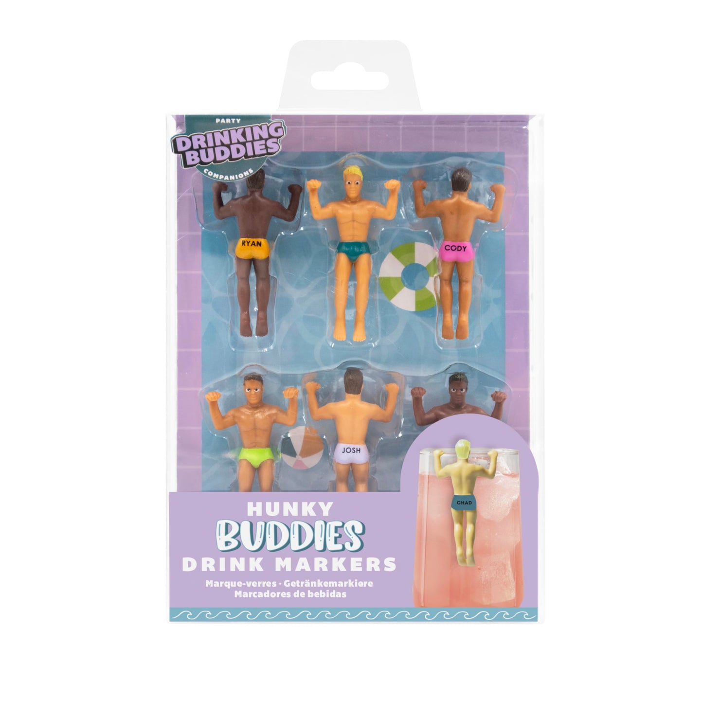 NPW Drinking Buddies Drink Markers, Wine Glass Charms for Parties - Bachelorette, Girls' Nights, Family Get Together & More, Novelty Gifts (6 Count)
