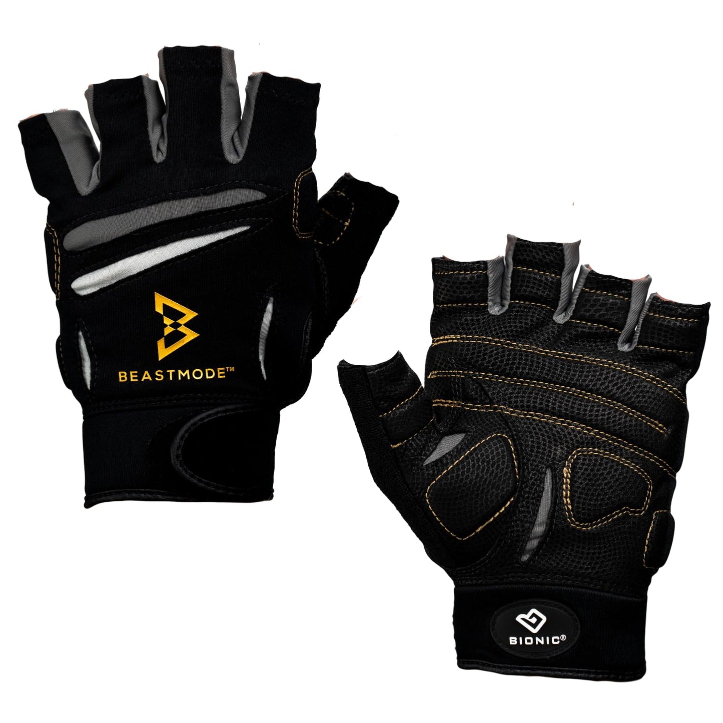Bionic Men's Beastmode Half Finger Gym Workout Gloves
