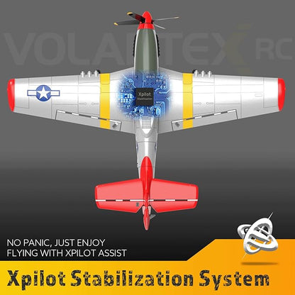 4-Channel RC Plane P51 Mustang - Ready to Fly RC Airplane with X-Pilot Stabilization - Remote Control Airplane for Adults One-Key Aerobatics 2.4GHz 6-Axis Gyro