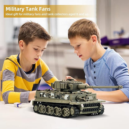 WW2 1:28 Tiger Tank Sets Military Building Toy Compatible with LegoCreate a German Tiger Tank Building Block Great Army Models Kits for BoysKids and Adults Age 6-14 (Taupe)