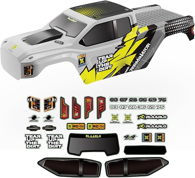 AMORIL 1.2MM PC Car Shell for RC Brushless Truck Mini 1/10 RZ001G-A1PCSPart Number R11163 Yellow and Silver