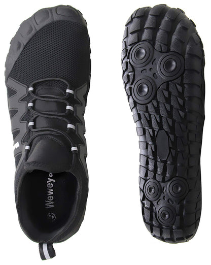 Weweya Minimalist Shoes Men Five Fingers Cross Training Barefoot Trail Running Shoes Workout Treadmill Biking Runners Tennis Indoor Rowing Throwing Size 9 Black