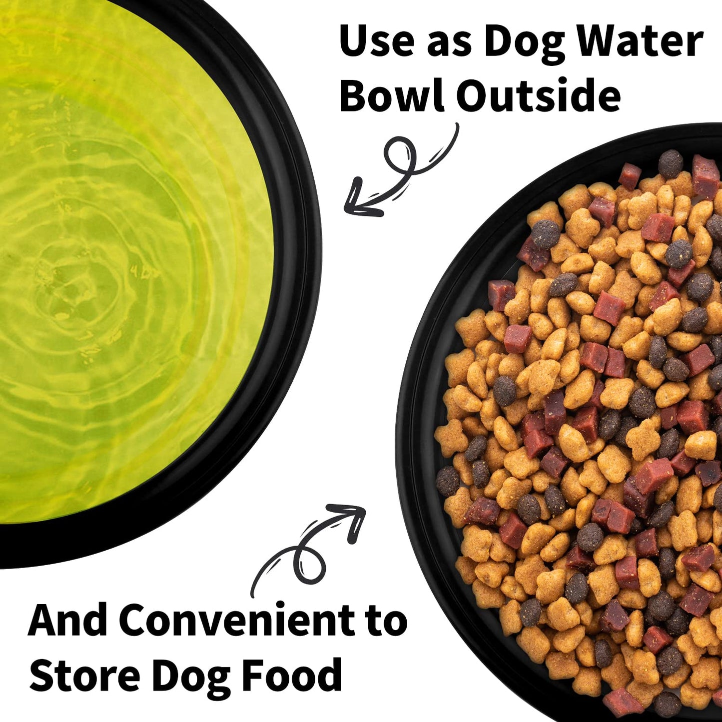 Collapsible Dog Bowls-2 Pack Large Size for Large/Medium Dogs, Pet Travel Water Bowl, Dogs Cat Portable Water Bowl, Dog Pet Feeding Watering Dish Outdoor Hiking Parking Traveling with 2 Carabiners