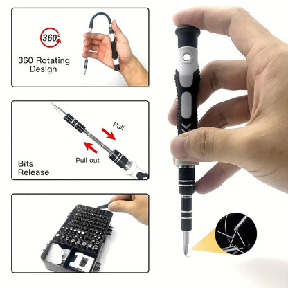 Ultimate 115 in 1 Precision Screwdriver Set - Chrome Vanadium Steel, Multi functional for PCs, Laptops, iPhones, iPads, Smartphones, and Watches - Essential DIY Repair Kit