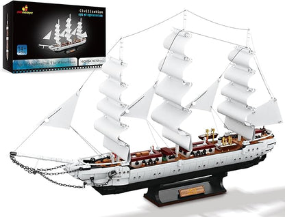 JMBricklayer Ship Building Toy - Building Sets for Adult 40104 White Swan Model Ship Attractive Showroom Decoration Pirate Ship &amp Nautical Adventure Experience Construction Toys