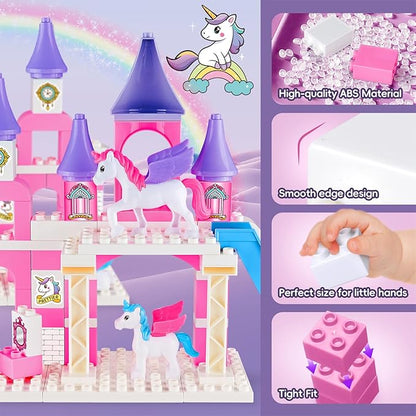 Classic Building Blocks for Toddlers - Compatible with Major Brands Unicorn Theme Princess Castle &amp Number Trains Classic Bricks Creative Educational Buildable Kits for Girls Boys Ages 3 4 5