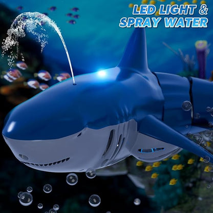 Remote Control Shark Toys for Boys Kids 1:18 Scale High Simulation Shark for Pool 2.4Ghz Electric RC Fish Boat Toys with Light &amp Spray Toy Sharks Gifts for 6 7 8 9 Year olds Kid Boys Girls