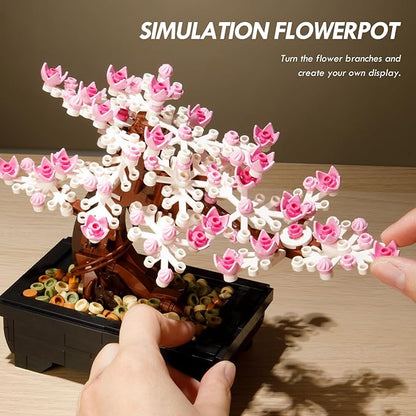 Vamuss 3-In-1Le-go Bonsai Tree Building SetCherry Blossom Tree Building SetDIY Plant Model Botanical Collection Design Kit for AdultsCreative Gift for Home Décor and Office Art