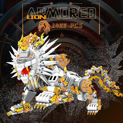 Grayish White Mechanical Lion Building Blocks Set (1422Pieces) Gift for Adults and Kids