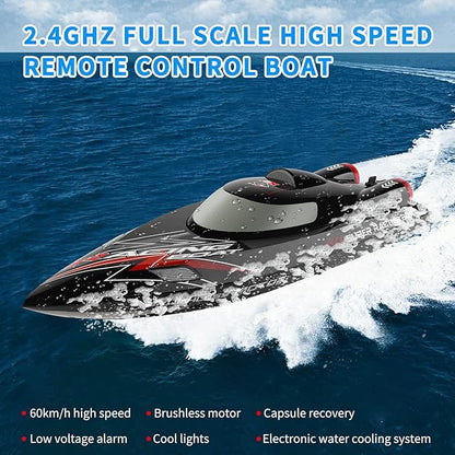 GoolRC WLtoys WL916 Remote Control Boat 60KM/H High Speed RC Racing Boat for Pools or Lakes 2.4GHz RC Boats with Low Battery Alarm for Teens and Adults