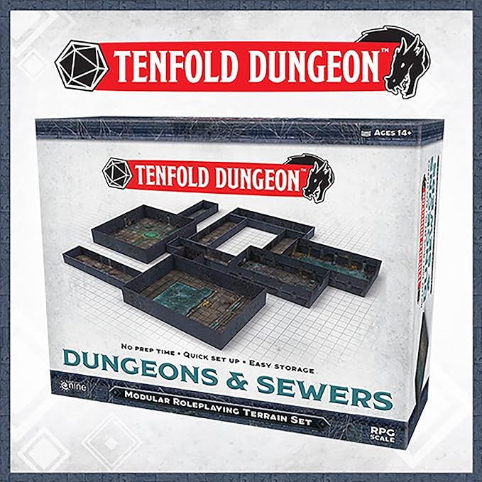 Gale Force Nine Tenfold Dungeon: Dungeons &amp Sewers - Modular Roleplaying Terrain Set &amp 5e RPG Adventure (GF9TFD02)