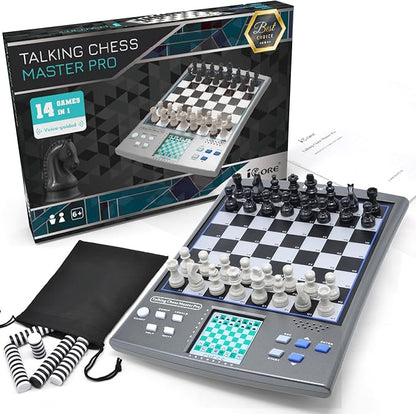 iCore Electronic Chess Set Talking Computer Chess Board 100 Preset Exercises 5 Levels 40 Famous Electronic Chess Games for Kids &amp Adults