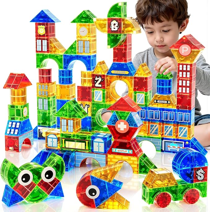 Magnet Toy for Toddlers 3-5 115 Pieces Magnet Building Toys for Kids 4-8 Preschool Educational Christmas Birthday Gifts Toys for Kids Ages 3-5 Year Old Boys and Girls