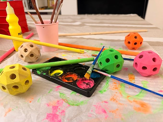MIND KIDZ Wooden Fort Building Kit for Kids - STEM Montessori construction toy - 52 rods &amp 30 spheres Eco-friendly play set for boys &amp girls
