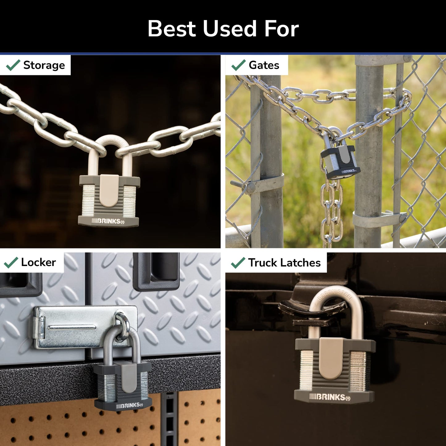 BRINKS - 50mm Commercial Laminated Steel Keyed Padlock - Solid Steel Body with Boron Steel Shackle, Chrome