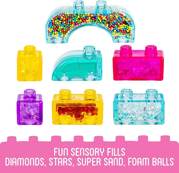 Jelly Blox Classic Castle Set | Includes 45 Pieces | Toddler &amp Preschool Building Blocks Kids Can Squeeze Stretch Squish | MESH ACCREDITED | Safety Tested &amp Ouch-Free | Sensory Play Toy for