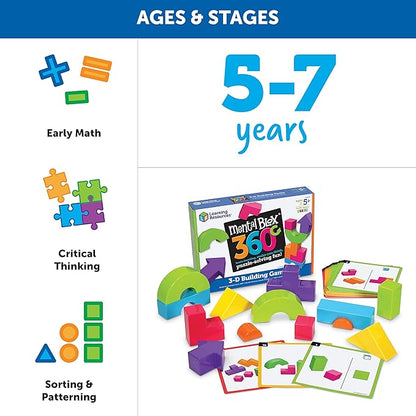 Learning Resources Mental Blox 360 Degree 3-D Building Game - 55 Pieces Ages 5+ Educational Board Games Mental Puzzles for Kids Brain Teaser Games