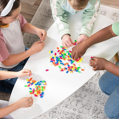 PLUS PLUS 240 Piece Interlocking Building Blocks for Kids Open Ended Connecting Toys STEM Bin Mini Manipulatives - Neon Mix Play Tube &amp Baseplate
