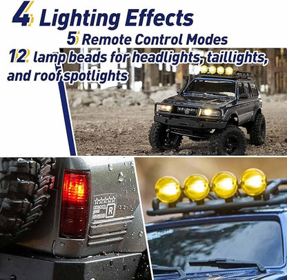 FCX18 FMS RC Crawler Toyota Cruiser 1/18 LC80 Offroad Trucks 4X4 RC Rock Crawler with Portal Axles LED Lights for Adults (Blue)