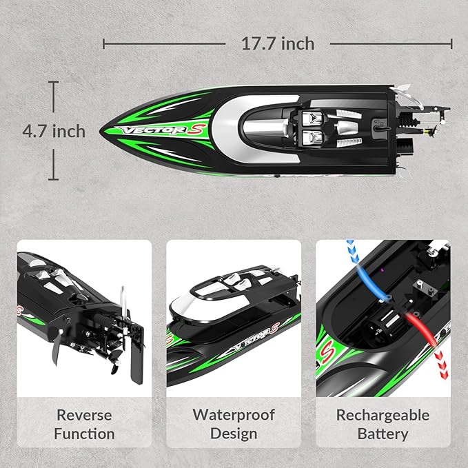 volantexrc Brushless RC Boats for Adults 30+MPH Fast Remote Control Boat with Rechargeable Batteries for Lakes 2.4 GHz High Speed RC Boat for Adults (797-4 Brushless)