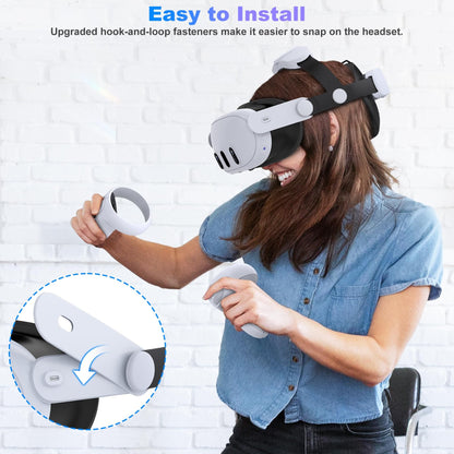 Kawaye for Meta Quest 3S/Quest 2/Quest 3 Head Strap, Double Knobs Adjustable Elite Strap Replacement,VR Headset Strap with Two Large Support Pad Enhanced Support, Reduce Pressure-MQ2000