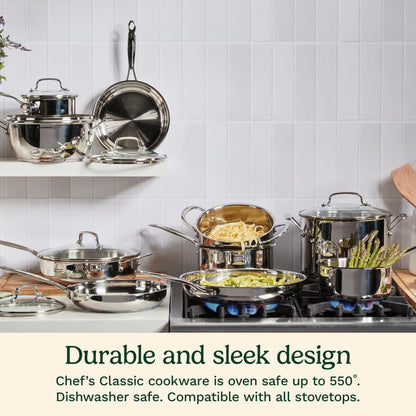 Cuisinart 722-20 8-Inch Chef's-Classic-Stainless-Cookware-Collection, 8", Open Skillet