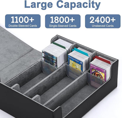 Card Deck Case for Trading Cards 1800+ MTG Card Storage Box Leather Magnetic Closure Storage Box for Magic Commander MTG YuGiOh PKM and Sports Cards