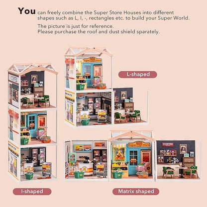 Rolife LED Building Blocks for Adults1:24 Toy Building SetsModel Building Kits for Kids Ages 8-12-15DIY Miniature Dollhouse Kits for AdultsHobbies for Women Men (3.Fascinating Book Store)