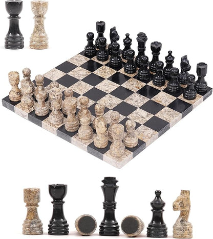 Marble Chess Set 12 Black &amp Coral with 32 Chess Pieces &amp 2 Extra Queens Board Games for Adults Luxury Chess Board &amp Valentines Day Gift for him