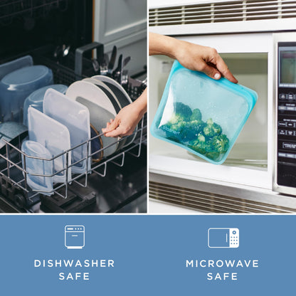 Stasher Premium Silicone Reusable Food Storage Snack Bag, Clear, Microwave, Sous Vide, Dishwasher, Oven and Freezer Safe, BPA Free, Leak-free, Eco-friendly, 12 Oz