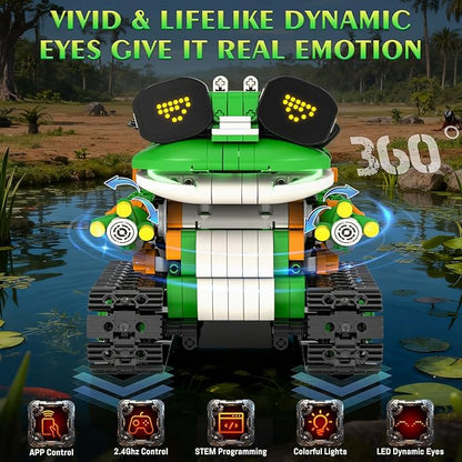 STEM Robot Building Kits for Kids 6-14 5in1 Remote &amp APP Controlled STEM Tractor/Frog/Robot Building Toys 732 Pcs Educational Building Block Sets for Kids Erector Sets Gifts for Boys Girls