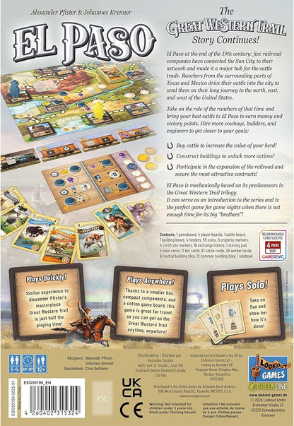Great Western Trail El Paso Board Game - Fast-Paced Cattle Trade Strategy Game Compact Travel-Friendly for Kids &amp Adults Ages 12+ 1-4 Players 60-90 Min Playtime Made by Lookout Games