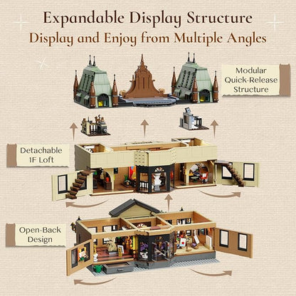 PANTASY Art School Building Set with Lights European Style Modular Street Architecture 3-Level Detailed Interior LED Lighting System Collectible Display Building for Adults