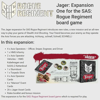 Word Forge Games: SAS Rogue Regiment - Jager Expansion - Strategy Board Game WWII Stealth Action Game Military Theme Ages 14+ 1-4 Players 60 Min