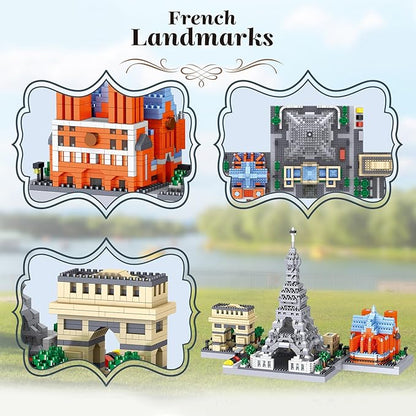 2462PCS Paris Skyline Micro Mini Blocks Architecture Building Set Model Kit with The Louvre and Eiffel Tower(Not Compatible with Lego Architecture Sets and Hard)Creative Decor Collection or Prensent