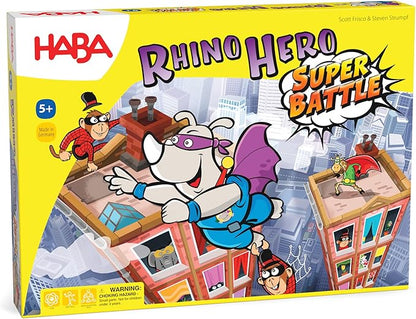 HABA Rhino Hero Super Battle - Exciting 3D Stacking Board Game for Kids &amp Adults Fun Family Games Stacking Card Games for Kids Made in Germany