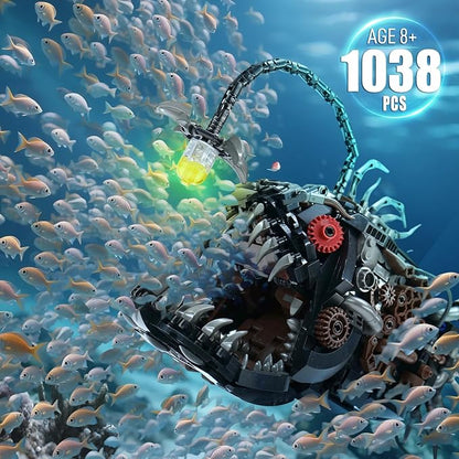 Ideas Mechanical Lantern Fish Building Blocks Set Compatible with Lego Collectible for Ocean Lovers Perfect as an Office or Home décor for Adults. STEM Construction Gift for Boys Aged 8-16 1038PCS