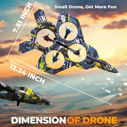 BEZGAR RC Plane Foam Remote Control Airplane Drone for Kids RC Aircraft for Boys and Girls Fighter Jet Helicopter with LED Lights Altitude Hold 360° Flip Stunt Rotation Toy Airplane Blue
