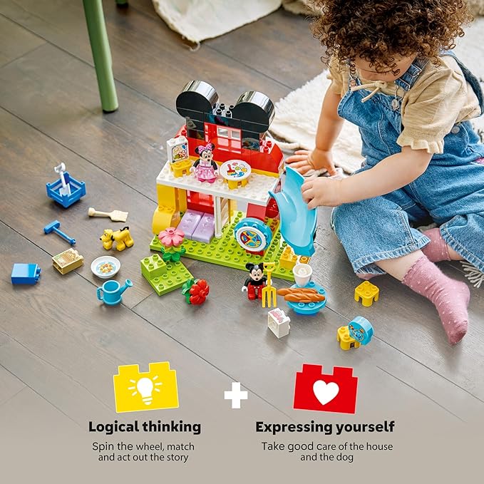 LEGO DUPLO Disney Mickey Mouse Clubhouse with Minnie &amp Pluto Building Toy - Fine Motor Skill Toy for Toddlers Ages 2+ - Mickey Mouse Toy for Boys &amp Girls - Birthday Gift for Kids - 10465