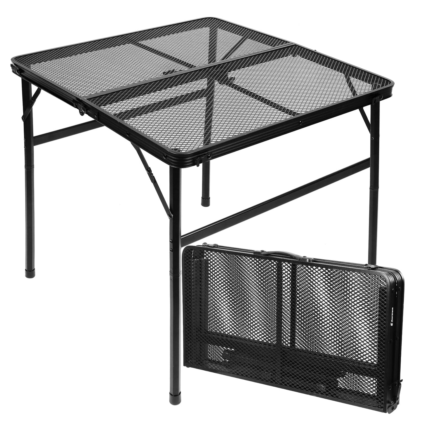 E EASTSTORM Square Folding Table, Easy for Storage, Compact and Portable Picnic Table for Grill, Outdoor Camping, Garden, Patio, Dining, BBQ, Party, Market and Card Table, 27.2 L×27.2W inches