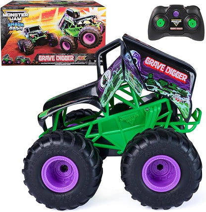 Monster Jam Official Smash &amp Bash Grave Digger Remote Control Indoor &amp Outdoor Vehicle 1:15 Scale Repairable Monster Truck Kids Toys for Boy and Girls Ages 4 and up