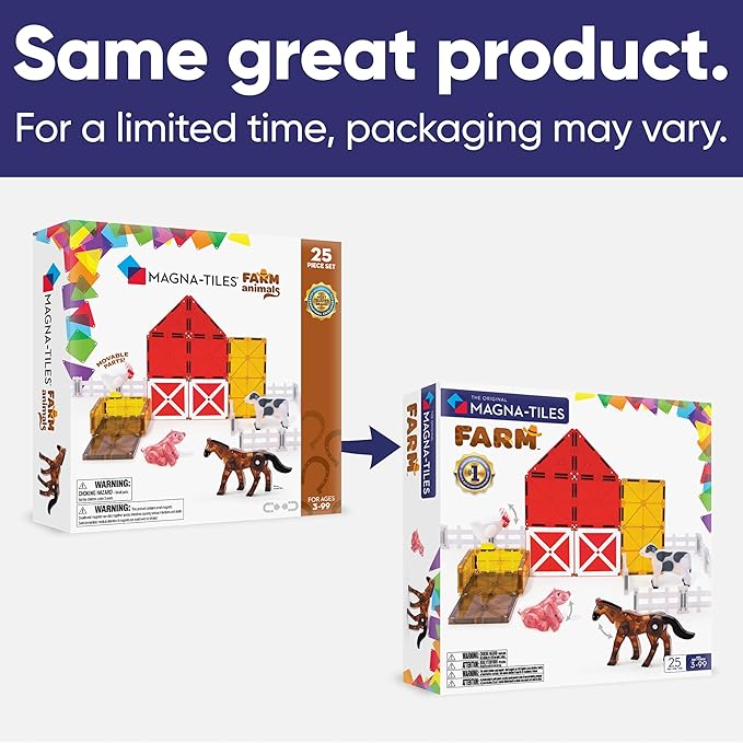 MAGNA-TILES Farm Animals 25-Piece Magnetic Construction Set The ORIGINAL Magnetic Building Brand