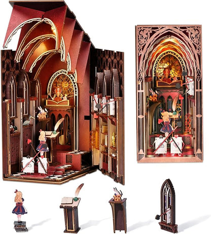 Book Nook Kit - DIY Miniature Dollhouse Kit for Adults and Teens Tiny House Booknook Bookshelf Decor 3D Wooden Puzzle Gifts for Family Friends (Alice Evidence)