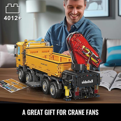 Mould King 17050 Technic Mobile Construction Crane Truck Building Blocks RC Pneumatic Heavy-Duty Truck Lorry Crane Building Set for Adult Construction Vehicles Model for Adults(4012 PCS)