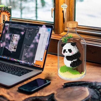 Creative Panda Toy Building SetAdult Mini Animal Friend SetParty Favors Gift for FriendsAnimal Lovers Office Home Decor Building BlockNew Year Easter Birthday Gift for Family(Climbing)